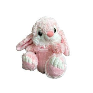 Toms Toy Plush Bunny Rabbit Pink Flocked Nose Bow Stuffed Animal Pastel Easter